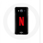 Samsung Galaxy J7 Netflixi logo &uuml;mbris punasel mustal taustal