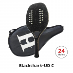 HOOWAN Blackshark UD-C rannatennise reketi s&uuml;sinikust kahekordne sirge augu s&uuml;steem, pehme EVA s&uuml;damikuga kolmnurga alus 24 Holes