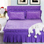 Paksendav puuvillane voodipesu &Uuml;hev&auml;rviline voodikate voodil Tepitud sooja voodipesu komplekt Madrats King-size voodipesu seelikuga 2 Pcs Pillowcases