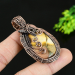 Natural Chrome Chalcedony Gemstone Copper Wire Wrap Gift Pendant 2.25 c2g28