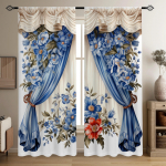 2tk S&otilde;brap&auml;eva s&uuml;dame &otilde;hupall akvarellv&auml;rviga maalitud Valance Print l&auml;bipaistvad kardinad Mitme stseeni varrastega taskudekoratsiooniga kardinad W90xH220(CM)x2PCS-Grommet Top