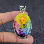 Natural Rainbow Solar Quartz Gemstone 925 Sterling Silver Pendant 2.48 t1t09