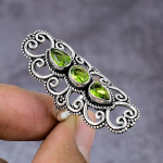 Natural Peridot Gemstone Handmade 925 Sterling Silver Gift Ring Size 7.5 o8o60