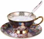 Euro stiilis keraamiline tassitaldrik ja lusikakomplekt Bone China teetassid V&auml;ikesed lillelised valged roosad sinised mustrid kodu k&ouml;&ouml;giriistad Birdy Floral Blue