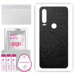 apgo Protective Skin Sticker for the back compatible with Alcatel 3H, Wrap Film, Foil, Vinyl - Pattern Black Honeycomb