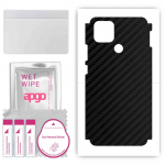 apgo Protective Skin Sticker for the back+sides compatible with Oppo A15, Full Wrap Film, Foil, Vinyl - Pattern Carbon Black