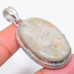 Natural Fossil Coral Gemstone Handmade 925 Sterling Silver Pendant 2.17 q4d92
