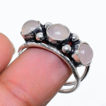 Natural Rose Quartz Gemstone Handmade 925 Sterling Silver Ring Size 8 g3i06
