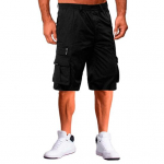 Tugevdatud taskutega meeste l&uuml;hikesed p&uuml;ksid elastne v&ouml;&ouml;koht Fitness l&uuml;hikesed p&uuml;ksid laia s&auml;&auml;rega Fitness Jooksmine &otilde;ues vabaaja salongi l&uuml;hikesed p&uuml;ksid L must