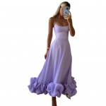 Naiste libisev kleit spagetirihmaga pilvel&otilde;ikega tahke &auml;&auml;rega A-l&otilde;ikeline &otilde;huke seljata varrukateta v&auml;rviline &otilde;htukleit S lilla