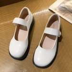 Kevadine naine, lamedad Mary Janesi kingad platvorm Lolita kingad t&uuml;drukute kingad valged madala kontsaga vabaaja nahast 35 valge