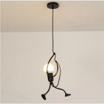 Vintage Iron Little Man Moodsa kunsti l&uuml;hter LED-laelamp Kodu Elutuba Lapsed Magamistoa Sisustus Must E27 Rippvalgustid Without Bulb