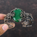 Tahuline Sambia smaragd v&auml;&auml;riskivi k&auml;ev&otilde;ru Vasktraadiga m&auml;hitud mansettk&auml;ev&otilde;ru Reguleeritav k&auml;ev&otilde;ru K&auml;sitsi valmistatud vask ehted Stiilne k&auml;ev&otilde;ru kingituseks