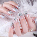 24 tk h&otilde;bedased kunstk&uuml;&uuml;ned Akr&uuml;&uuml;l UV-liim Prantsuse kunstk&uuml;&uuml;ned