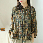 Puuvillane linane naiste s&auml;rk Vintage &uuml;lisuur kaameli retrotr&uuml;kiga seitsme neljandiku varrukatega puuvillane ja linane s&auml;rk naiste suvise p&auml;ikesekaitseriietuse jaoks XXL