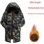 Meeste kamuflaaž kapuutsiga sulejope Keskmise pikkusega talvine paks soe puuvillane jope Meeste vabaaja &uuml;laosa, mis sobib lukuga metallist pandlaga mantlid v&auml;listingimustes kasutatavad t&ouml;&ouml;riistad 5XL