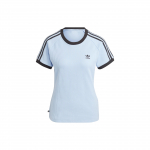 Adidas Originals 3-Triibuline Kitsas T-s&auml;rk Sporditriipude ja Letter Dopamine'iga &Uuml;mmargune Kael Sirge L&otilde;ige Pullover L&uuml;hikeste Varrukatega Naiste Topid Sinine IC5462 XL