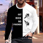 Uued 3D Death Smiles prindiga meeste T-s&auml;rgid pikkade varrukatega, &uuml;mara kaelusega, vabaaja pulloverid, meeste riided, pluss suurus XS valge