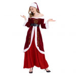 Naiste J&otilde;ulukleit Santa Cosplay &Otilde;lalt V&auml;ljas V&auml;rvide Sobitus Retro Yoyal Stiil V&ouml;&ouml; ja M&uuml;tsiga A-l&otilde;ikeline Esituspidu P&uuml;hade Kost&uuml;&uuml;m L punane