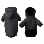S&uuml;gistalvine lemmikloomakoer Veekindel soe mantel Puuvillane kapuutsiga jope Koera n&auml;gu V&auml;ikesed koerad Kass Helkurriided Talvemantel 2XL 7.5Kg-10Kg must