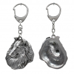 Collie Rough, Long-Haired Collie - Silver-plated key ring with dog, handbag decoration, backpack pendant by Art-Dog brand