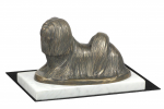 Lhasa Apso - dog figurine, statue on white marble, trophy for Art-Dog dog show exhibition