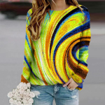 Topid naistele &Otilde;limaal Rivers Print &Uuml;markaelusega pikkade varrukatega T-s&auml;rk Fall Casual Slim Pullover Naiste pikkade varrukatega top XS roosa