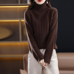 Naiste ka&scaron;miir kampsun Qinghe ka&scaron;miir 30% ka&scaron;miir 70% vill s&uuml;gis-talvine ka&scaron;miir paks pullover pehme ja soe XL tumepruun v&auml;rv