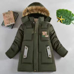 Lapsed talve sulejope poisile v&auml;ikelapsele t&uuml;drukule riided paksud soojad kapuutsiga kunstkarusnaha mantel Laste pargid kevadised teismeliste riided &uuml;ler&otilde;ivad 150