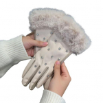 1 paar Unisex talvekindaid, paksendatud sametvoodriga tuulekindel puutetundlik kividest sisekujundus libisemisvastased k&uuml;lma ilmaga ballipeo tutvumiskindad beež