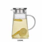Haamriga jaheda veepudel, k&otilde;rge temperatuuriga veepudeli komplekt, k&otilde;rge boorsilikaatklaasist poti mahla l&auml;bipaistev pott 1200ml silver handle