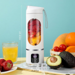450ml Puuviljamahlapress 12 tera 3 kiirust USB laetav Kaasaskantav blender J&auml;&auml;purustaja kokteilide ja smuutide jaoks Mahlapressi tops valge