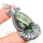 Natural Banded Green Opal,Diopside Stone 925 Sterling Silver Pendant 2.84 u5t18