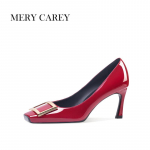 Luksuslikud nahast k&otilde;rged kontsad naistele 2024 Uus Suvi Ruudukujuline varvas Prantsuse Temperament Pumbad Kontorisse Nude &Uuml;he kingad T&uuml;drukutele 35