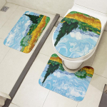 3 tk WC-mati komplekt Vannitoa libisemiskindel p&otilde;randamatt Kuulus &otilde;limaal Retro Art Sissep&auml;&auml;su uksematt Du&scaron;ikaunistuse vaip valge