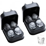 Lezed 3D Kolju J&auml;&auml;kuubikuvorm Silikoonvorm J&auml;&auml;kuubikuvorm 3D Koljupea 4 auguga J&auml;&auml;kuubikualus kaanega jaoks206