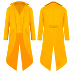 Meeste Steampunk Victorian jope gooti frakk kost&uuml;&uuml;m Vintage smoking mantlid L kollane