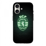 Coque Iphone 16 scp sporting portugal lumineux fond noir