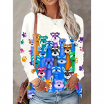 Cartoon Dog Print T-s&auml;rk naiste suures suuruses pikkade varrukatega pluus Crop Top naiste r&otilde;ivad Moodsad naiste graafilised s&auml;rgid S