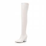 Mood Seksikad valged punased k&otilde;rged saapad Naiste elastsed nahast mustad kiilud &uuml;le p&otilde;lve Saapad naistele Fetish Party pikad &otilde;hukesed kingad 34 must