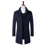 Moodne meeste villane mantel, Korea versioon, Vabaaja villane meeste trench-mantel, Triikimata villane manteljakk M must