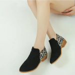 Mood Uus Mood Lapiline Leopard Ankle Boots Naistele Tagumine T&otilde;mblukk Madalad Kontsad L&uuml;hikesed Saapad Naine S&uuml;gis Terava Ninaga Saapad Suur Suurus 36 must
