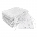 100 tk lumehelbe organza kinkekotti ehtekotid kuldne h&otilde;bedane lumi n&ouml;&ouml;riga kott j&otilde;ulupidu s&uuml;nnip&auml;ev pulmad kommi pakkimine 7x9cm