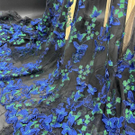 3D k&auml;sitsi tikitud riie pulmakanga jaoks Liblikad tikandid kangas DIY kleidi jaoks Vees lahustuv v&otilde;rk tikandiga pits 75x100cm