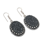 Natural Titanium Druzy Gemstone 925 Sterling Silver Jewelry Earring 1.97 u2f45