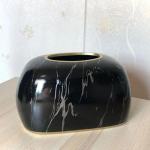 Rustikaalne sinine keraamiline salvr&auml;tikukarp K&auml;sitsi maalitud kuldse aktsendiga Vastupidav dekoratiivese Elegantne lauapealne dosaator K&auml;sit&ouml;&ouml;line sisustuselement