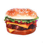 Toidust inspireeritud kost&uuml;&uuml;mid teema&uuml;ritusteks ja etendusteks Hamburger orange
