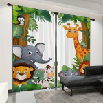 2 tk, Armas multikas Metsa loomaaia animatsiooni kardin pol&uuml;estermaterjalist dekoratiivkardinad poiste magamistuppa, elutuppa, m&auml;ngutuppa 2x50W130H(CM)40x51in&Rod Pocket gray