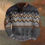 Meeste Retro Casual gradienttr&uuml;kiga kampsun M