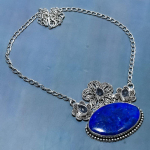 Lapis Lazuli, Iolite Gemstone Ethnic 925 Silver Gift Jewelry Necklace 18 m0s32